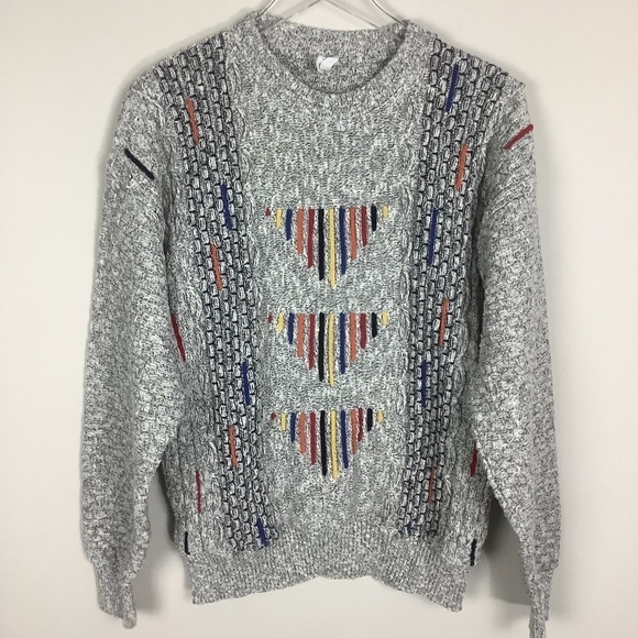 Vintage Men's 80s Marled Knit Sweater Classic - Picture 12 of 13